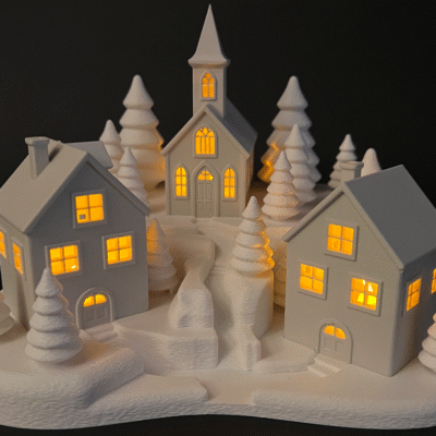 Tealight houses with winter landscape